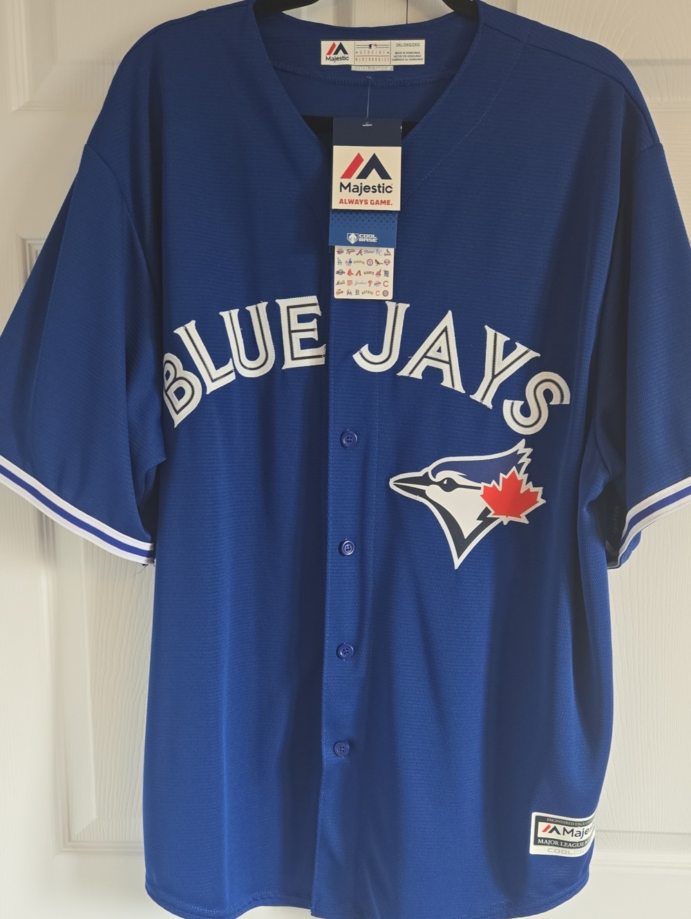 Majestic Royal Blue Toronto Blue Jays Button-Front Jersey with Red Maple Leaf